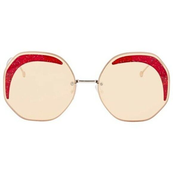 Fendi Orange Silver Ff0358/S40g Geometric Women\'s Anti-reflective Sunglasses
